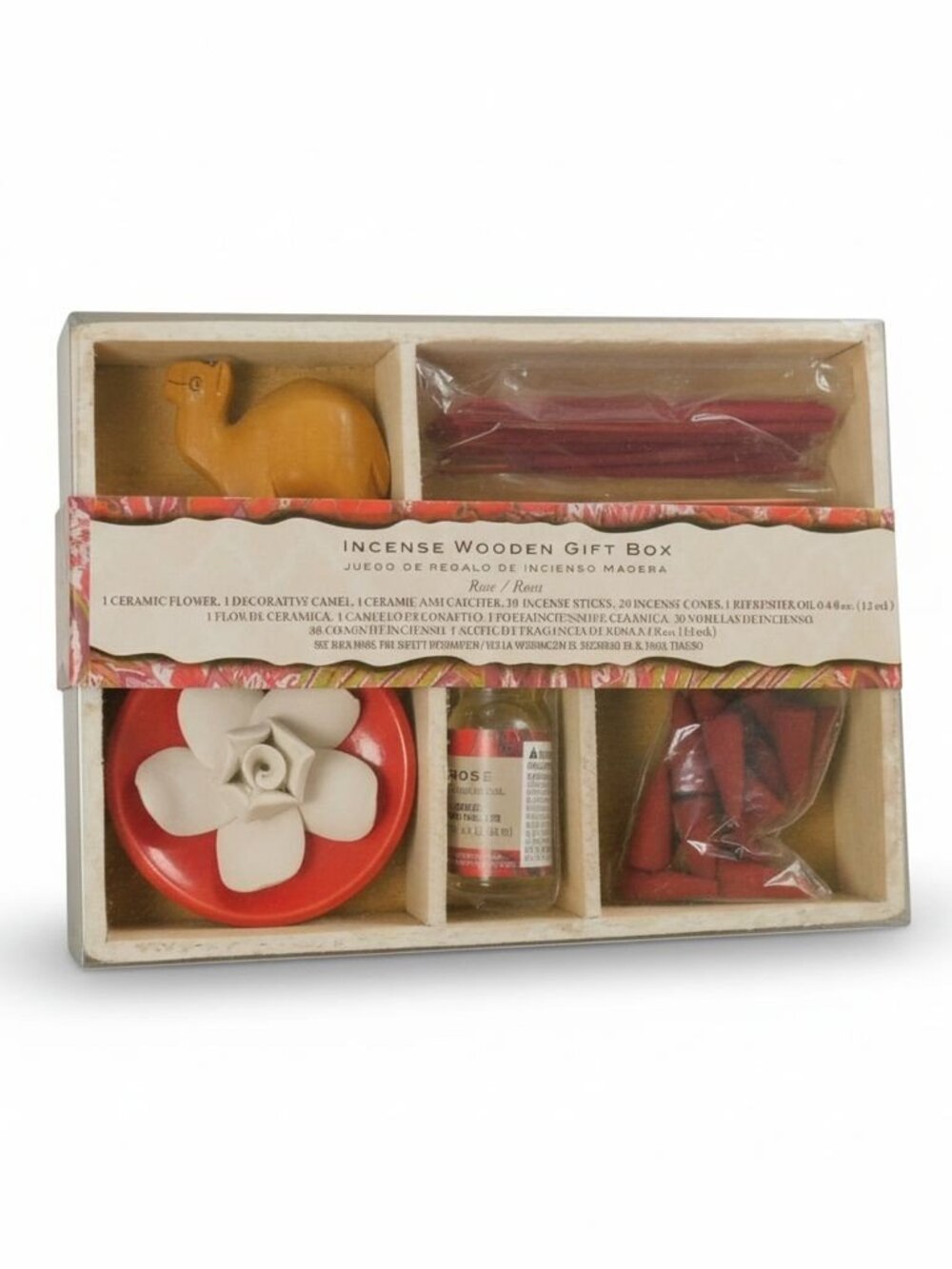 6 Incense Wooden Gift Boxes With Ceramic Flower Decorative Camel Incense Sticks
